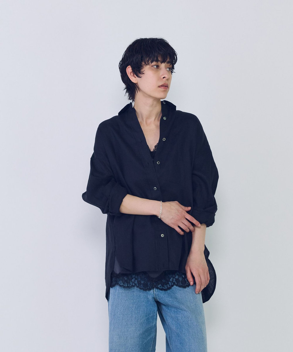 1er Arrondissement 【リニューアル】ウォッシュリネンシャツ ブラック