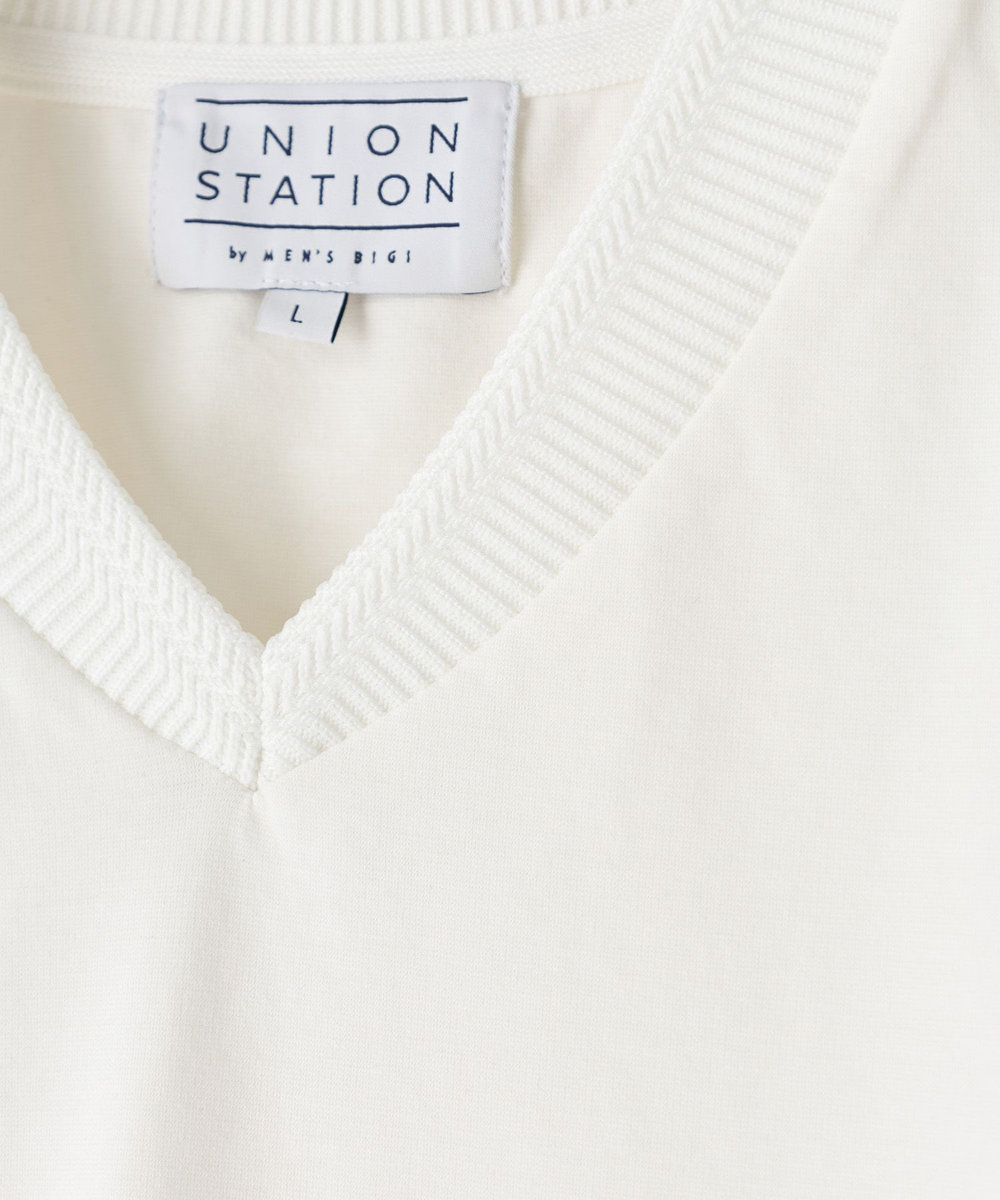 UNION STATION  シルケットスムースVネックテイラーTシャツ ホワイト