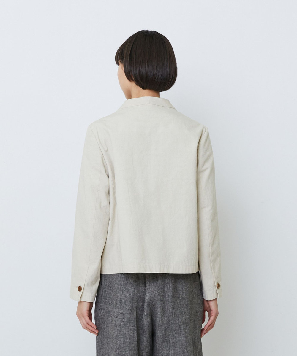 LOISIR グランジコットンポプリンノーカラージャケット ベージュ系その他