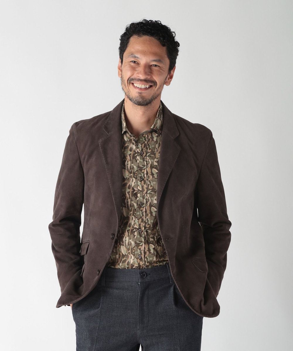 MEN'S BIGI エスニックLibertyプリントシャツ カーキ