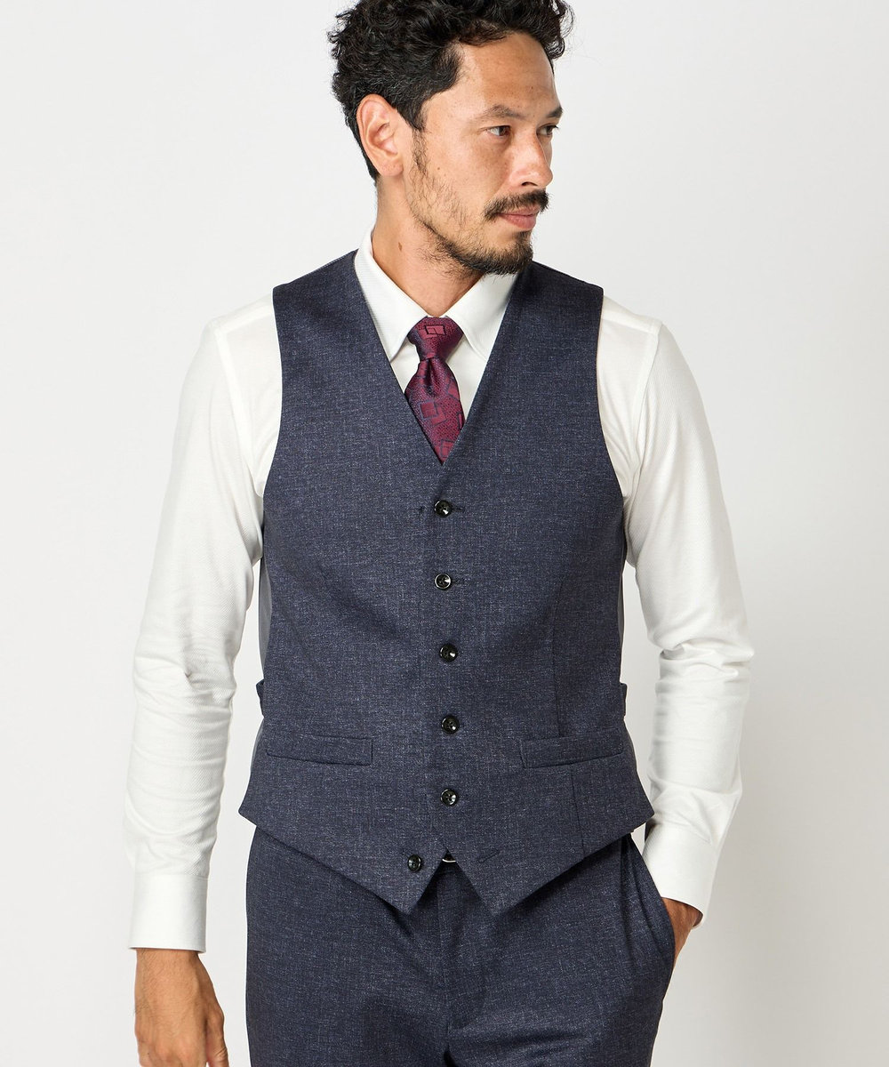 MEN'S BIGI 【ACTIVE TAILOR】エクストラTRジャージプリントベスト＜スリーピース対応＞ ネイビー