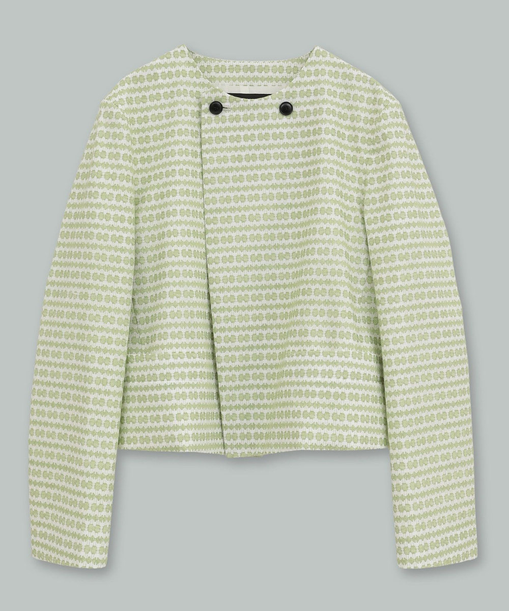 endalence embroideryノーカラージャケット グリーン