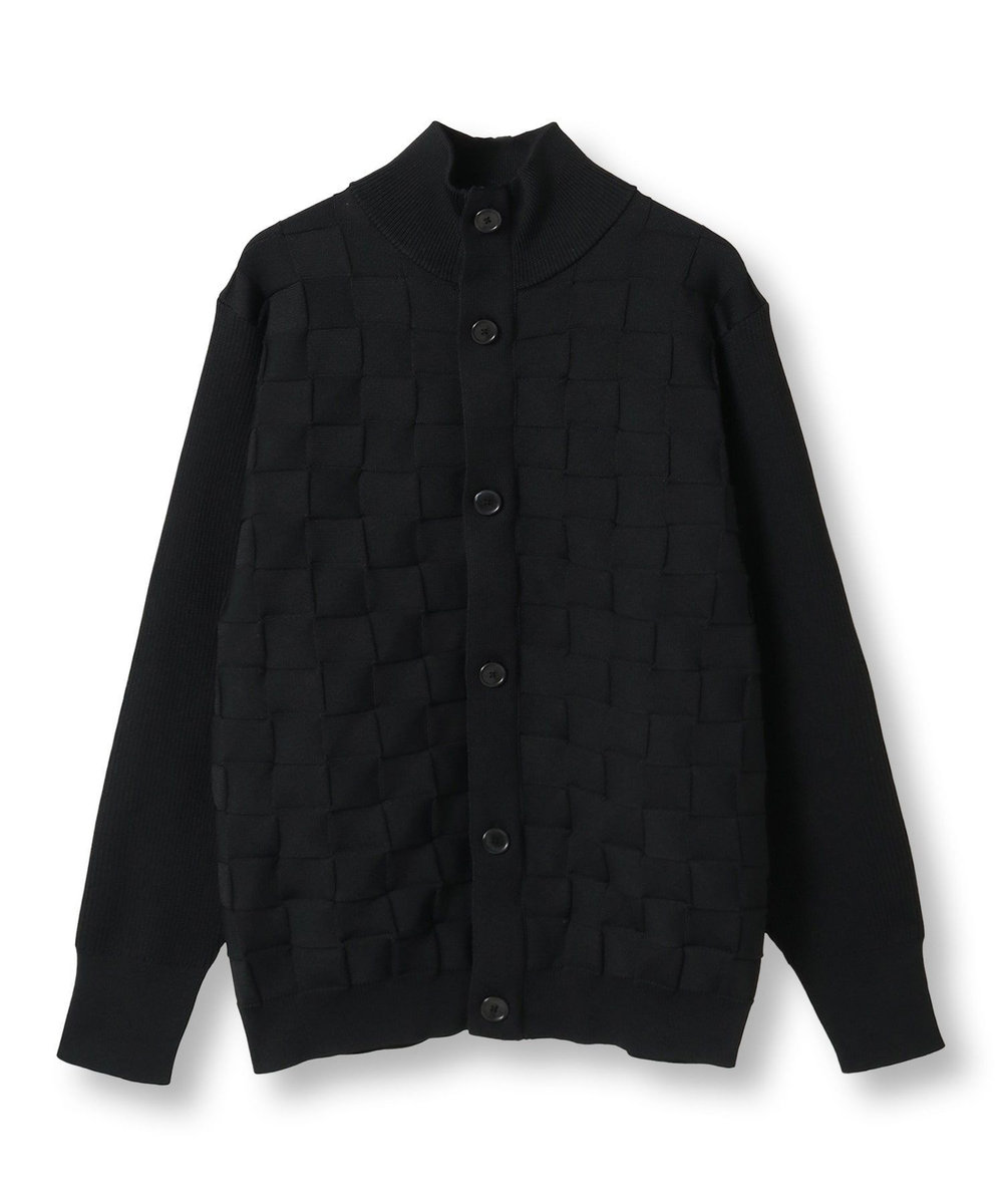 MEN'S BIGI 【ACTIVE TAILOR/アクティブテイラー】リンクスブロックジャカードカーディガン ブラック