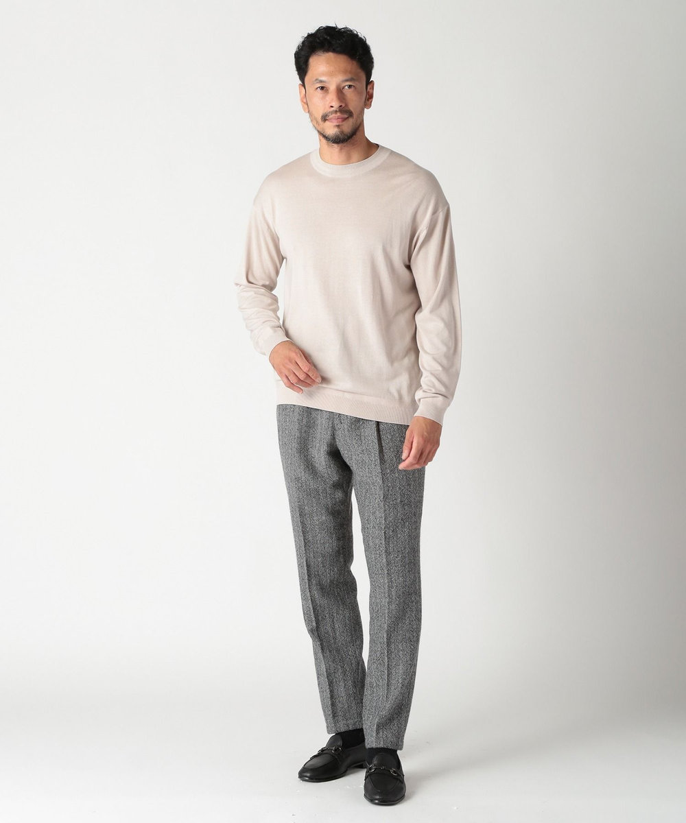 MEN'S BIGI 16Gハイゲージクルーニットソー ベージュ