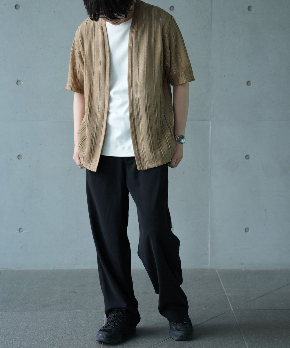 UNION STATION *WEB限定　シアジャガード ストライプカーディガン ベージュ