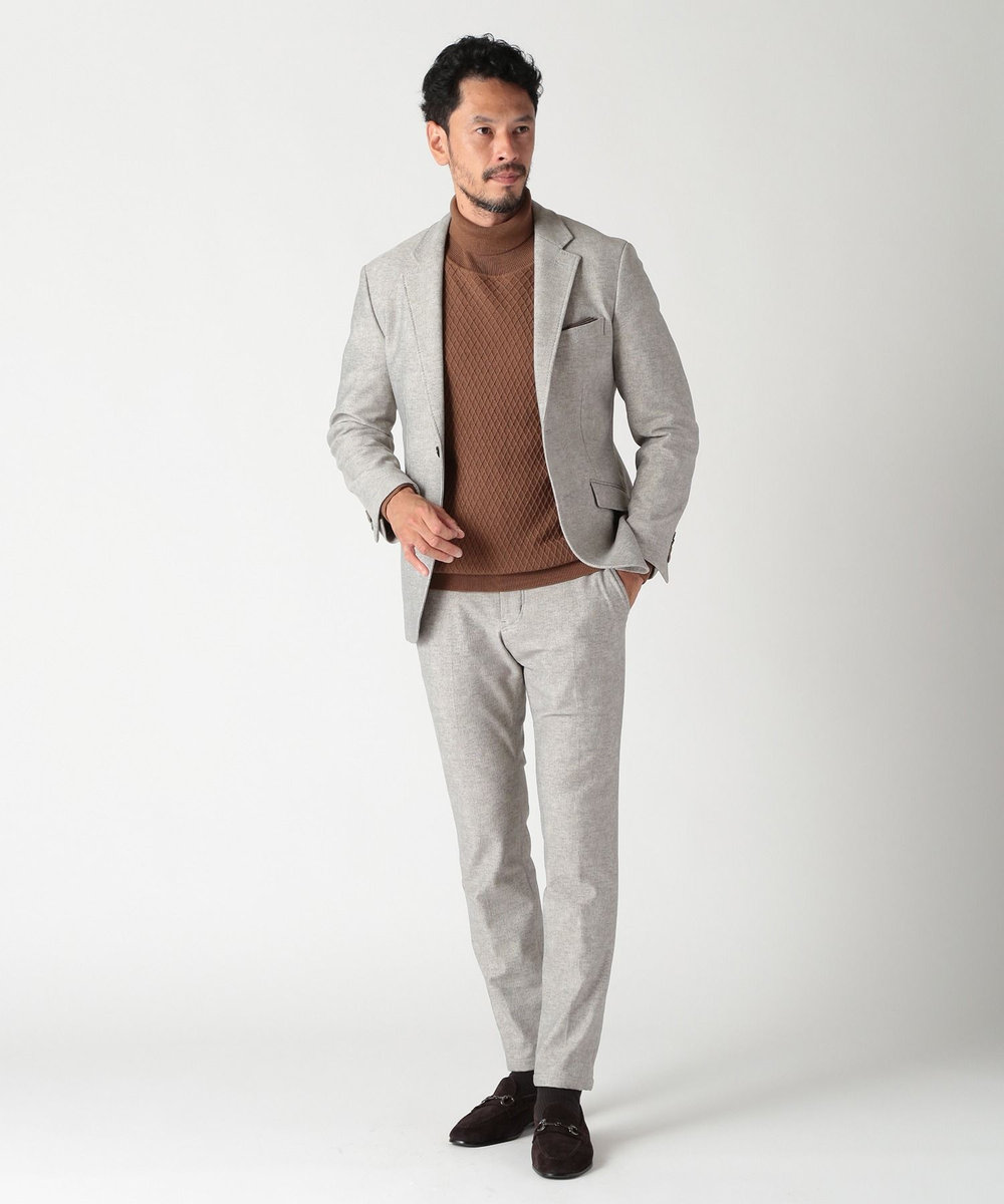 MEN'S BIGI 【ACTIVE TAILOR】ヒートパフォーマーツイード調プリントパンツ（セットアップ対応） ライトグレー