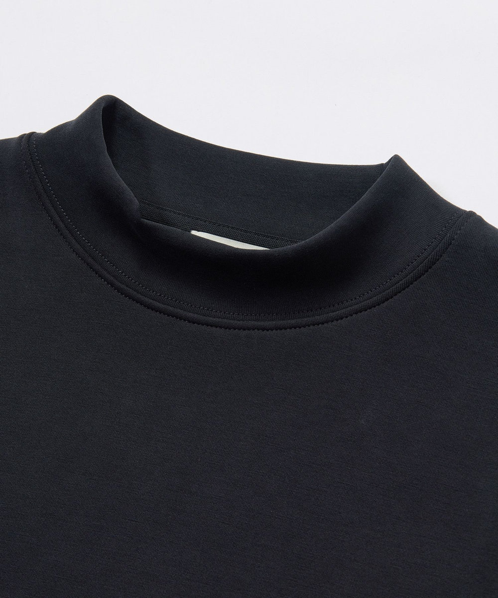 MEN'S BIGI スエードタッチ ダンボールモックネックトップス ブラック