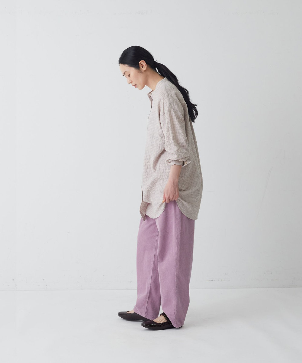 congés payés ADIEU TRISTESSE バンドカラーシャツ グレイッシュベージュ