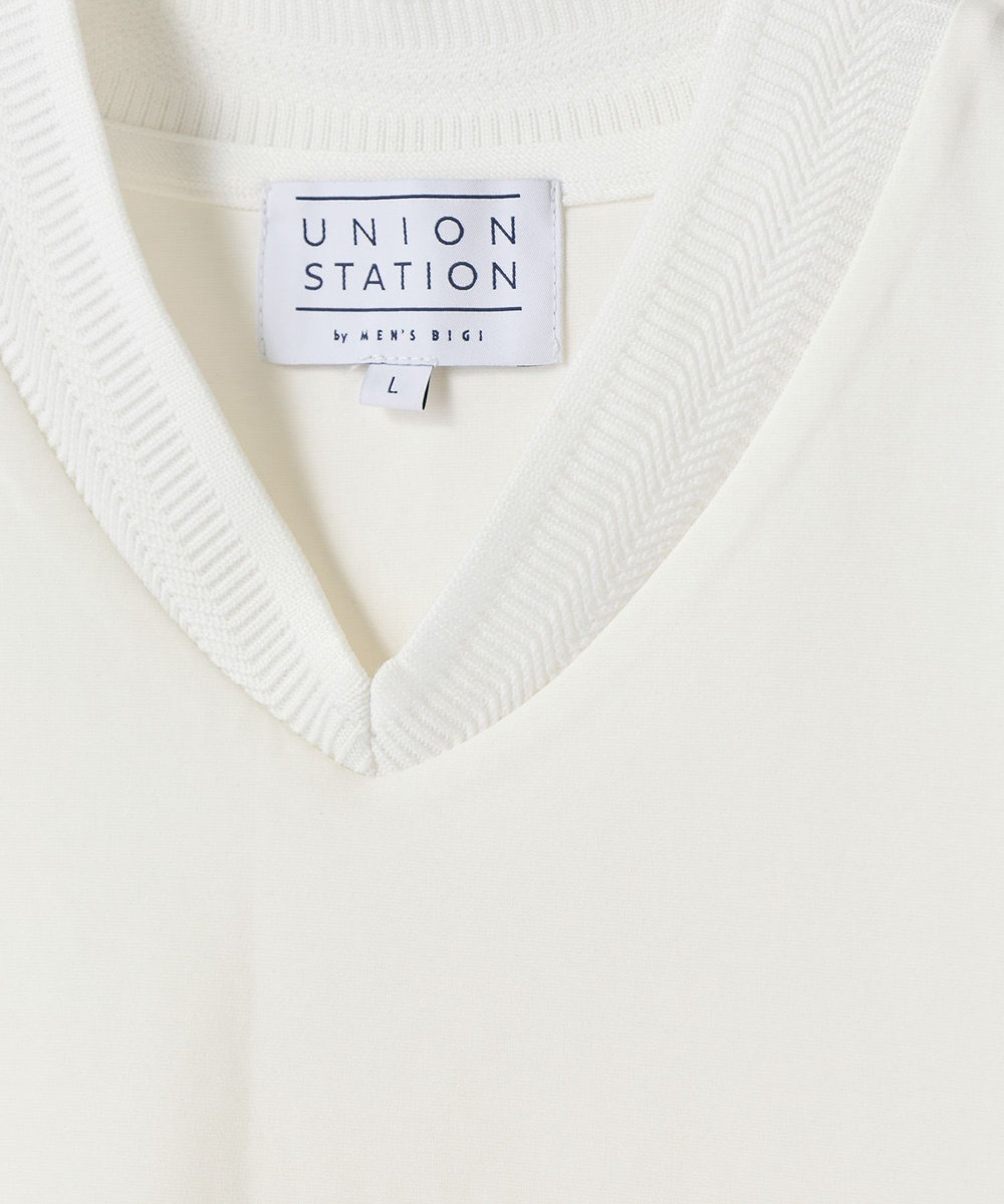 UNION STATION VネックテイラーTシャツ〈ストレッチ・マシンウォッシャブル・防臭・接触冷感〉	 ホワイト