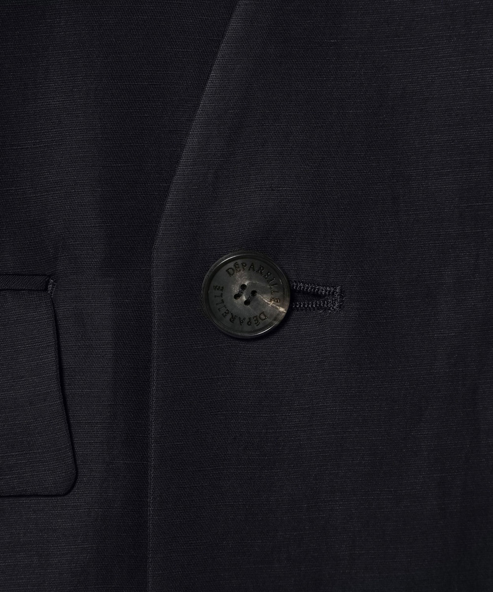 DÉPAREILLÉ TRIACETATE LINEN NO COLLAR JACKET / トリアセテートリネンノーカラージャケット ネイビー