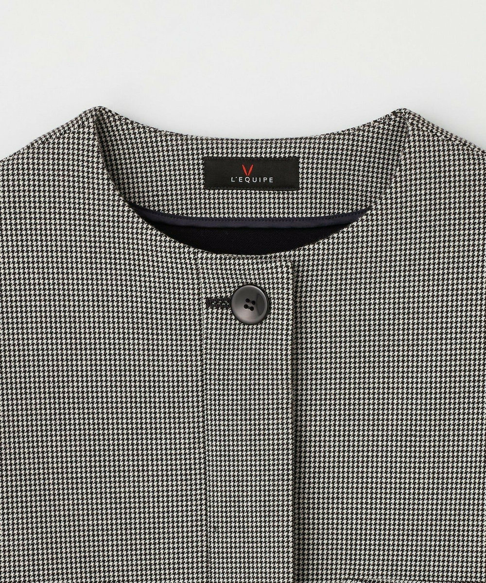 L'EQUIPE バイカラーチェックノーカラージャケット グレー系その他