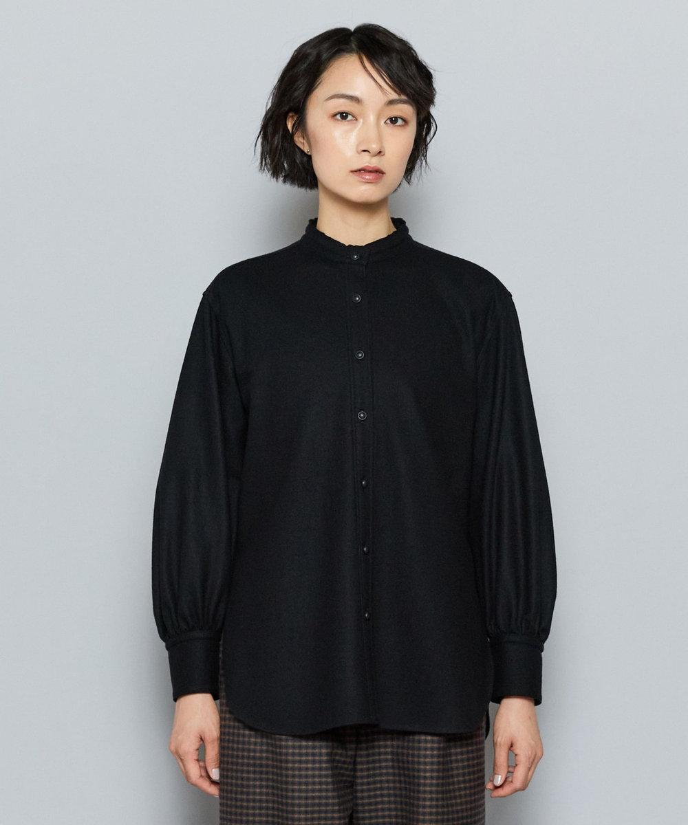 L'EQUIPE GREEN ミルドウールロングシャツ ブラック