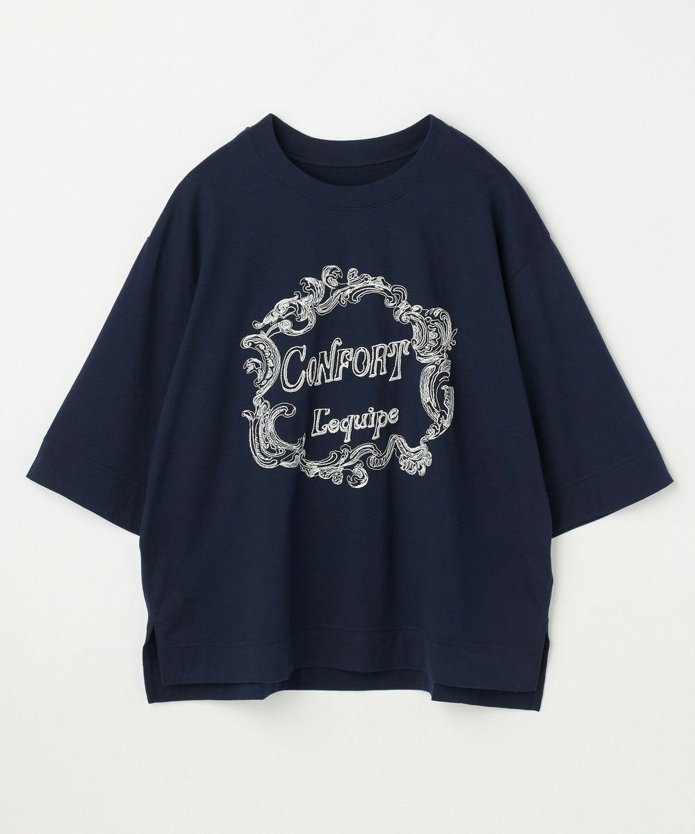 L'EQUIPE Lサイズ（大きいサイズ） 【大きいサイズ】フレームロゴTシャツ ネイビー