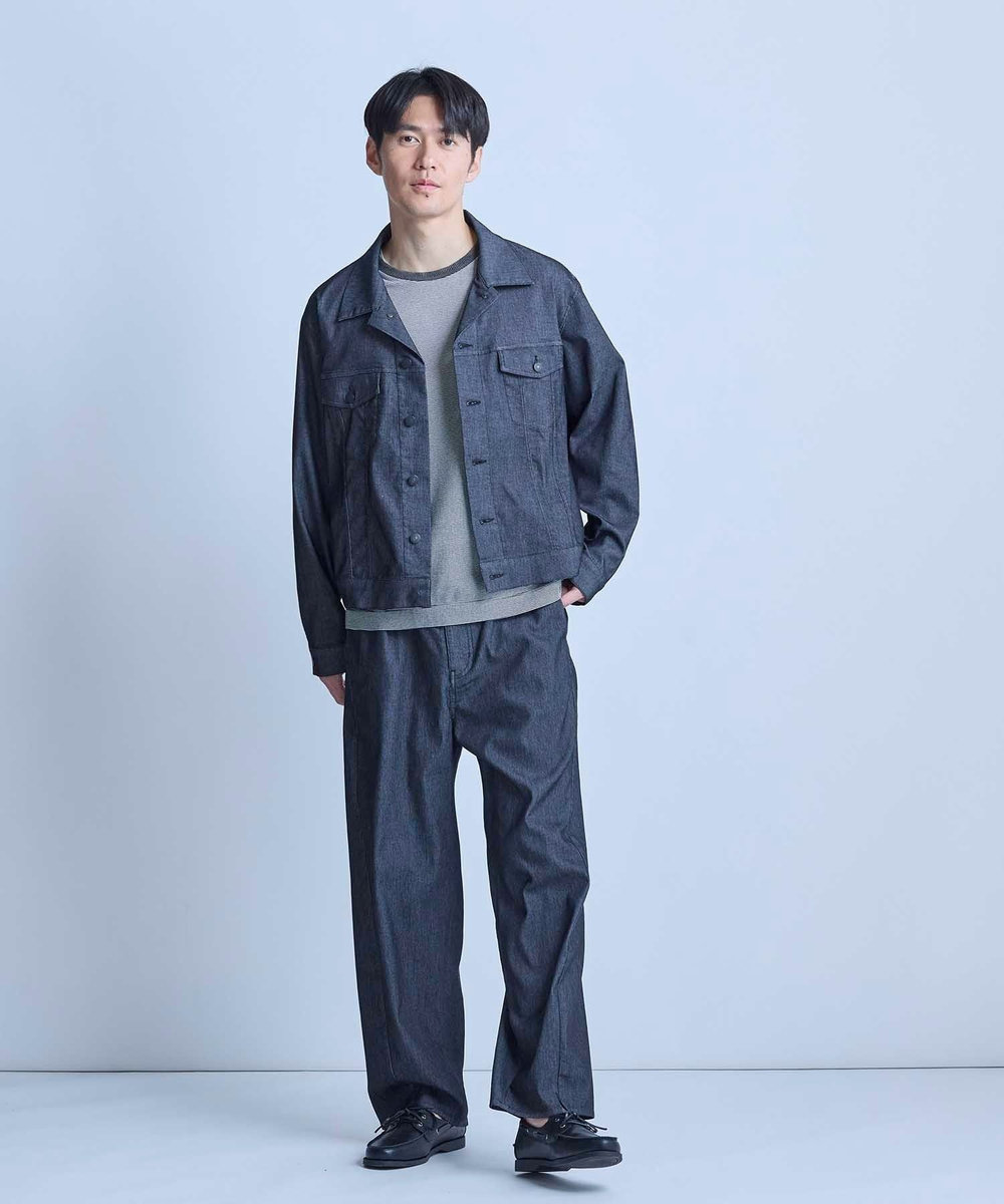 UNION STATION メッシュデニムカーブパンツ〈ストレッチ・軽量・ハンドウォッシャブル・通気性〉 ブラック