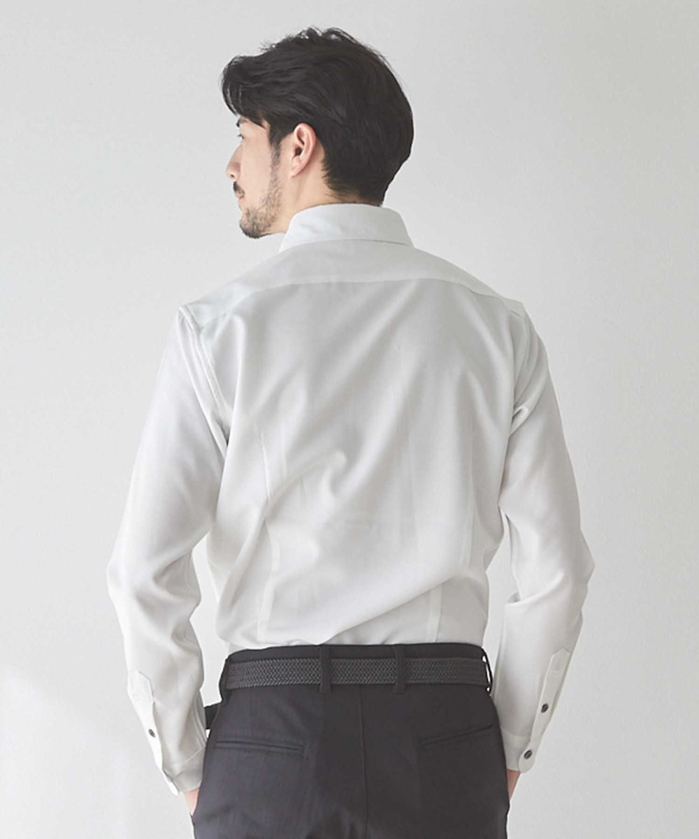 UNION STATION ストレッチカチオンワイドカラーシャツ ホワイト