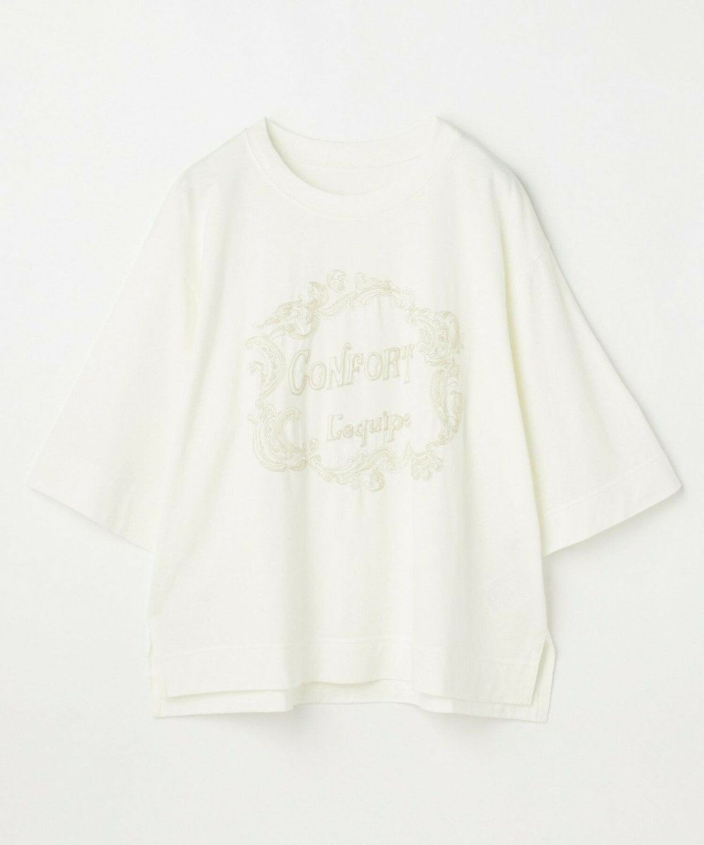 L'EQUIPE Lサイズ（大きいサイズ） 【大きいサイズ】フレームロゴTシャツ ホワイト