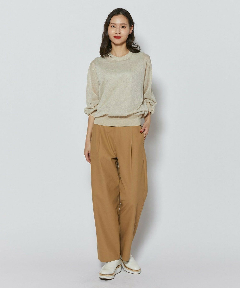 L'EQUIPE コンパクトオーガニックツイルテーパードパンツ ベージュ