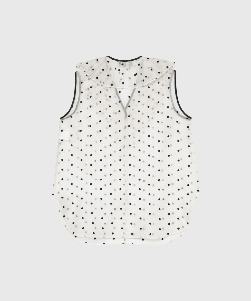 DÉPAREILLÉ DOT ORGANDY SLEEVELESS BLOUSE / ドットオーガンジースリーブレスブラウス オフホワイト