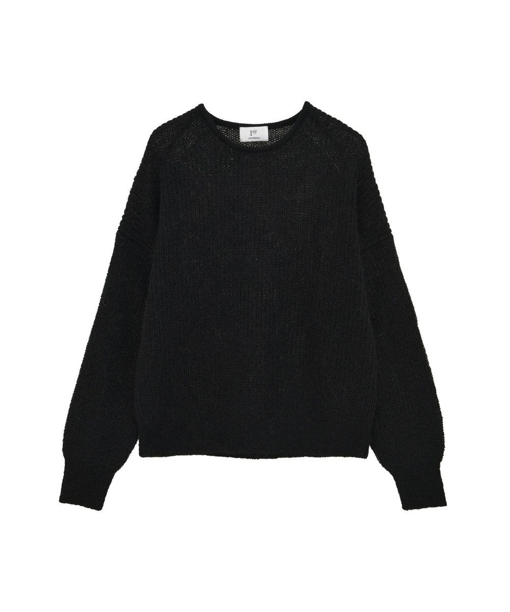 1er Arrondissement ウールモヘア畦ニットプルオーバー ブラック