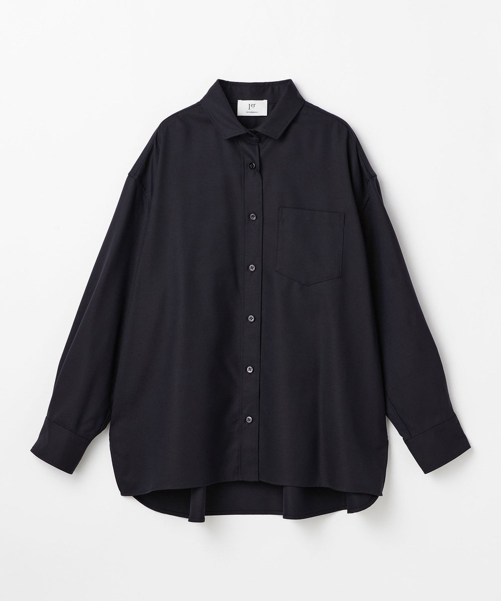1er Arrondissement ミックスウールシャツ ネイビー