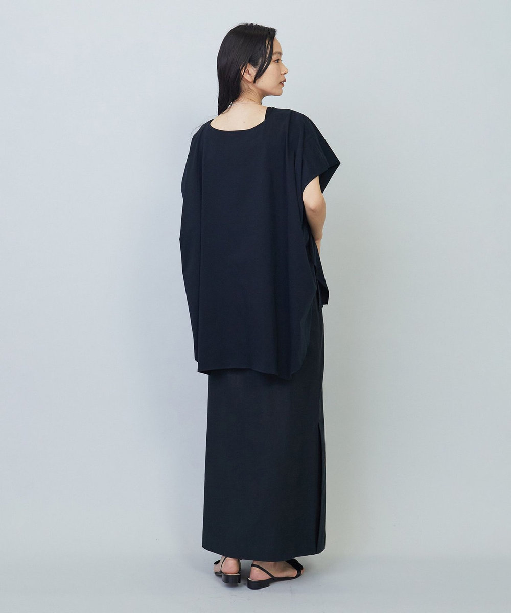 1er Arrondissement リネンコットンツイルバイオボクシースカート ブラック