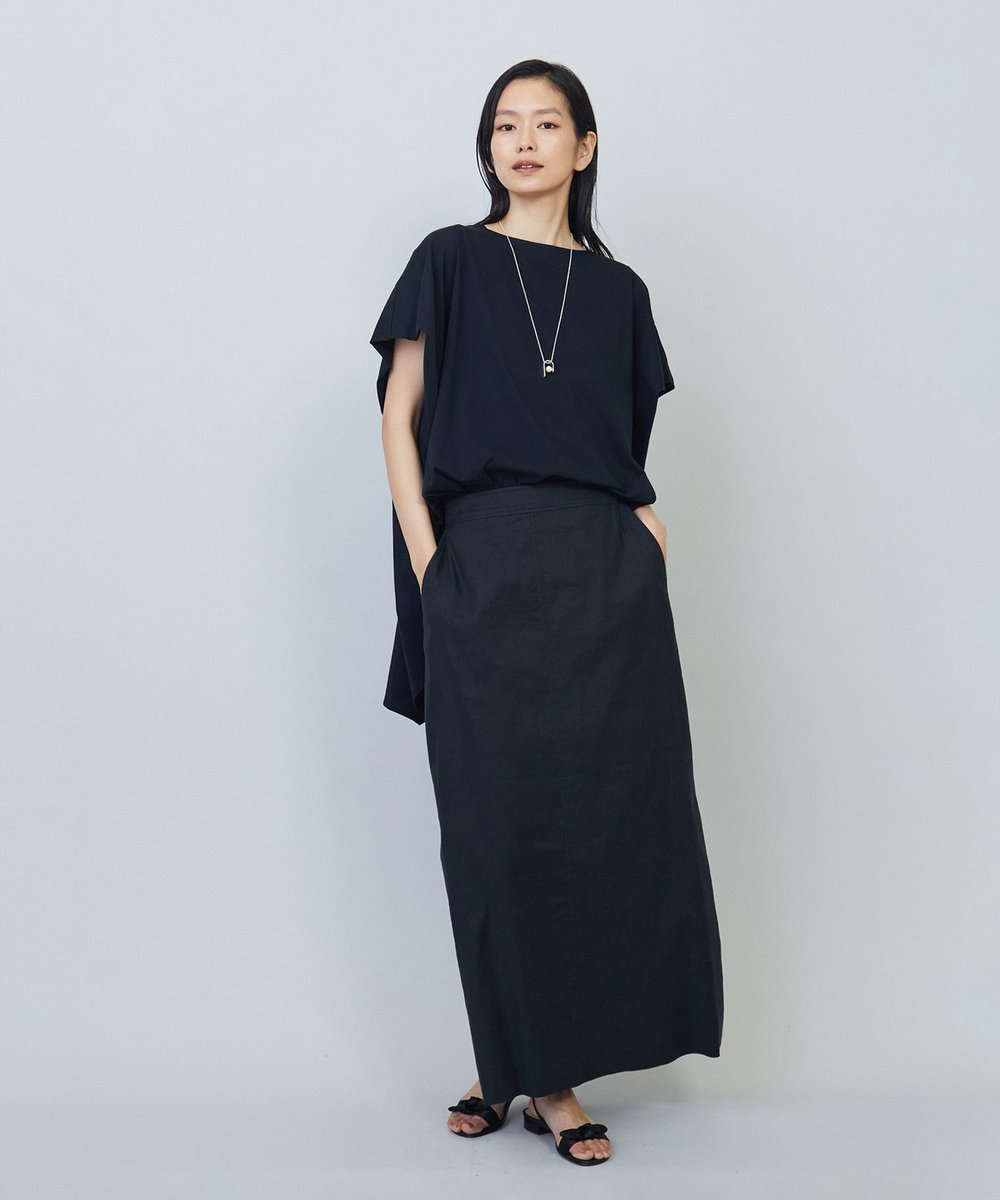 1er Arrondissement リネンコットンツイルバイオボクシースカート ブラック