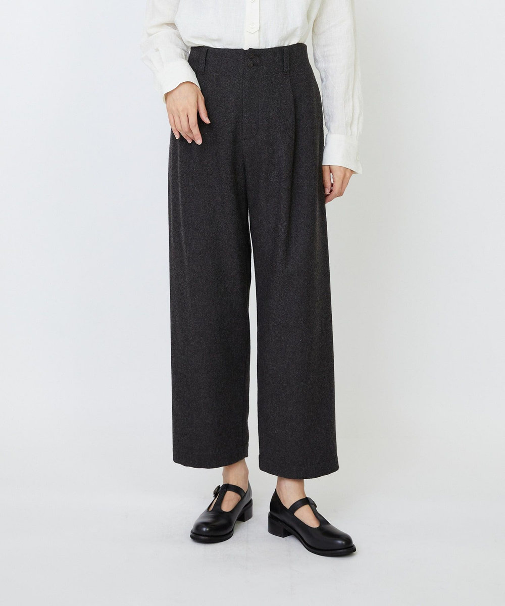 LOISIR エステルウールエターミンクロップドパンツ ブラウン