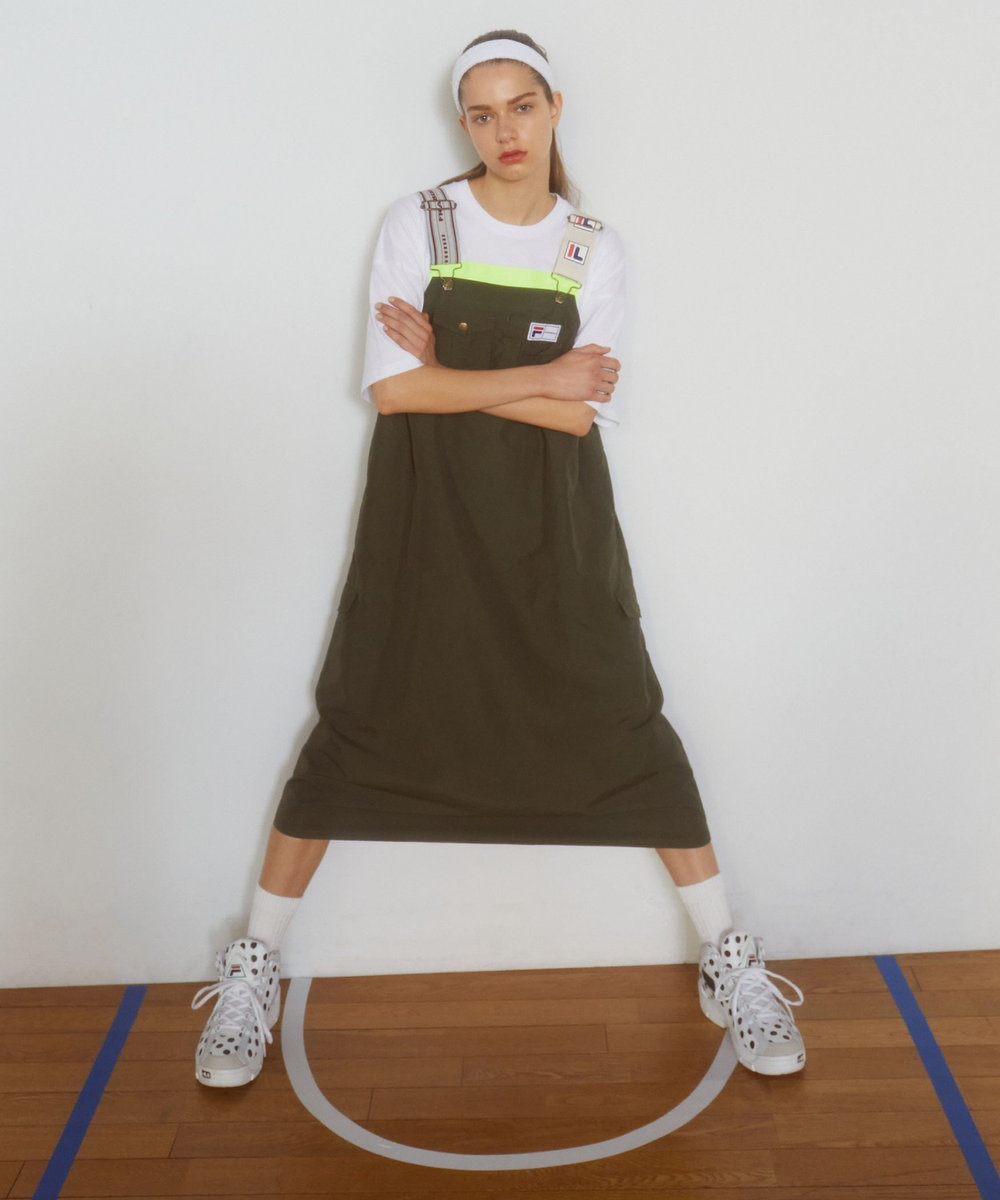 FRAPBOIS FILA×FRAPBOISジャンパースカート カーキ