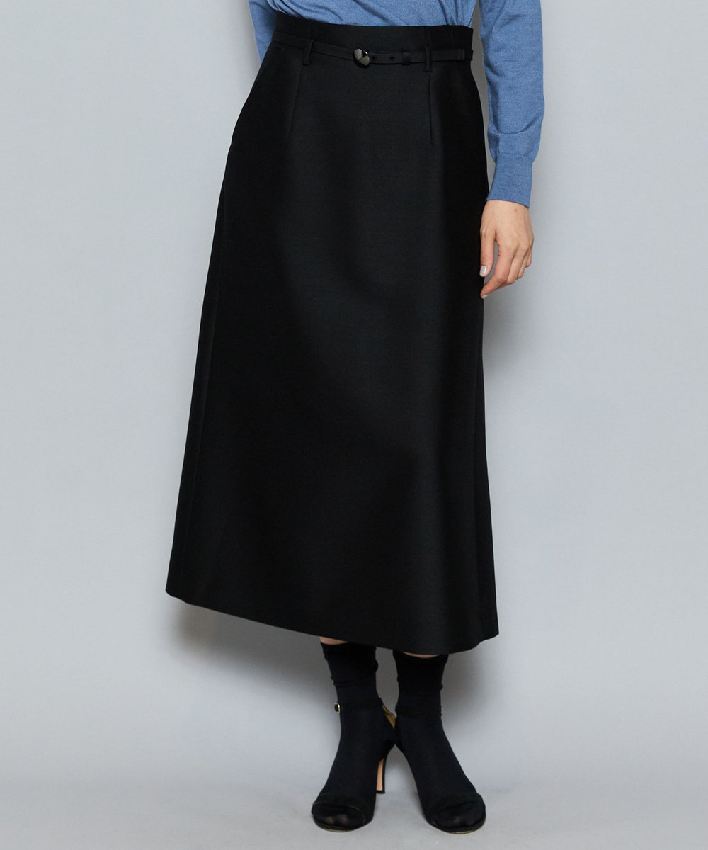 L'EQUIPE COUTURIER シルクウールツイルスカート ブラック