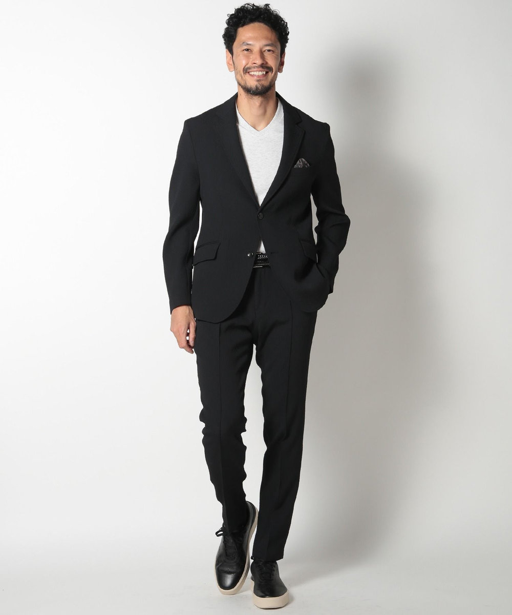 MEN'S BIGI ヘリンボーンストレッチジャケット ブラック