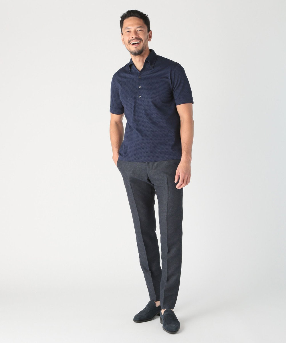 MEN'S BIGI 【ACTIVE TAILOR】サッカー織りポロシャツ<COOL MAX/吸水速乾> ネイビー