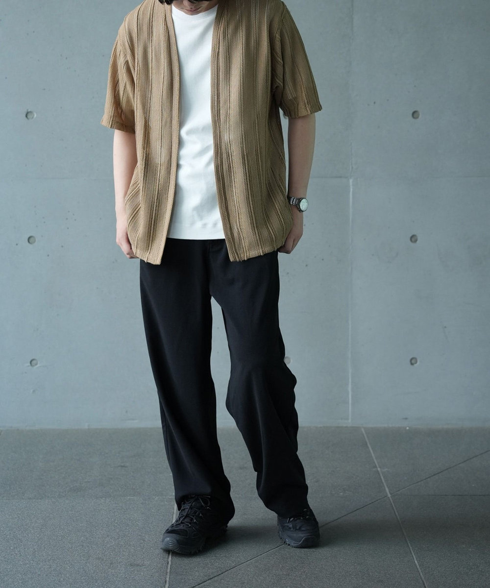 UNION STATION *WEB限定　シアジャガード ストライプカーディガン ベージュ