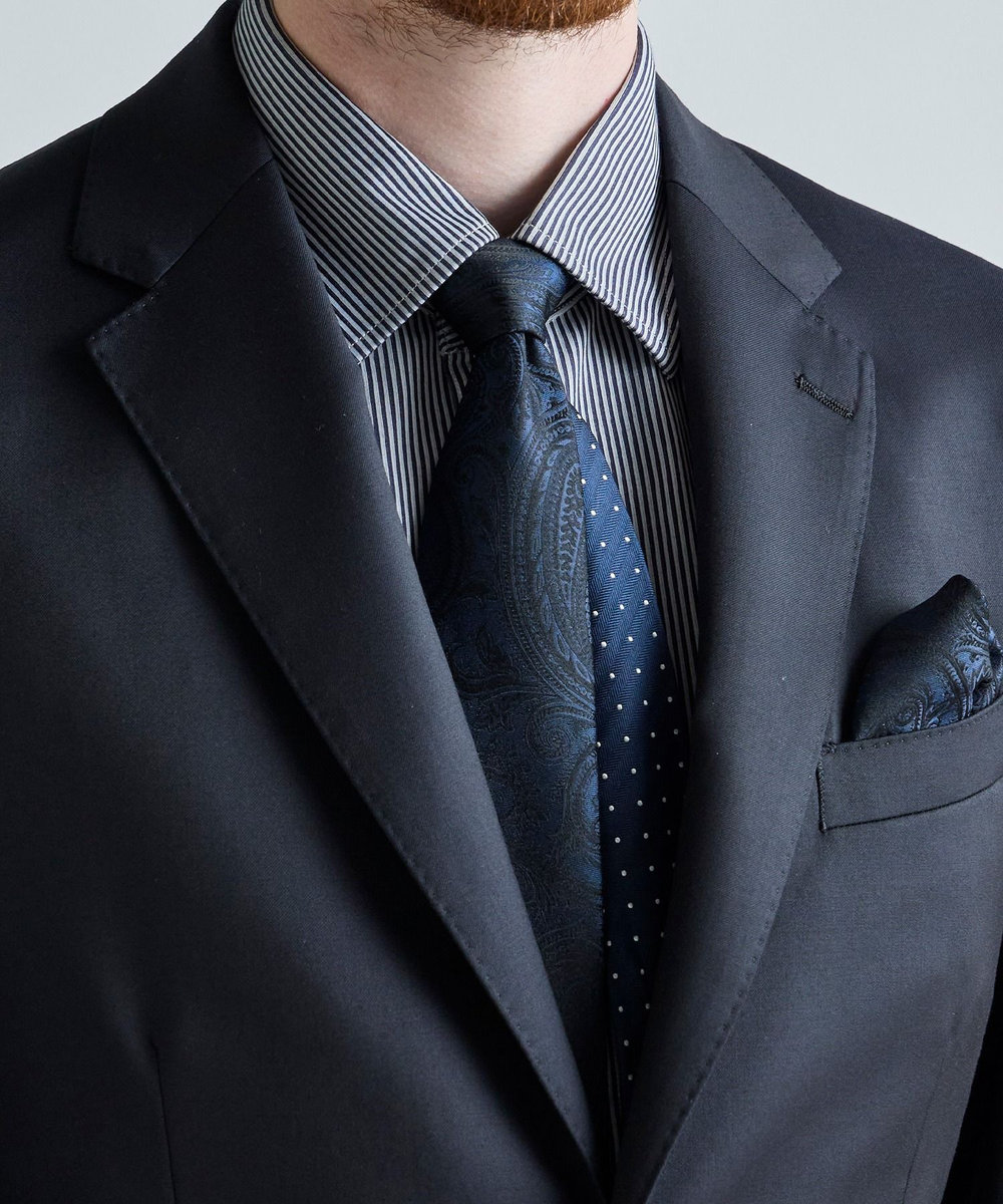 MEN'S BIGI シャドーペイズリー×ドット 小剣クレリック ネイビー