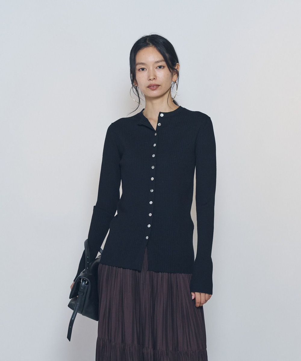 1er Arrondissement ワイドリブスキニーカーディガン ブラック