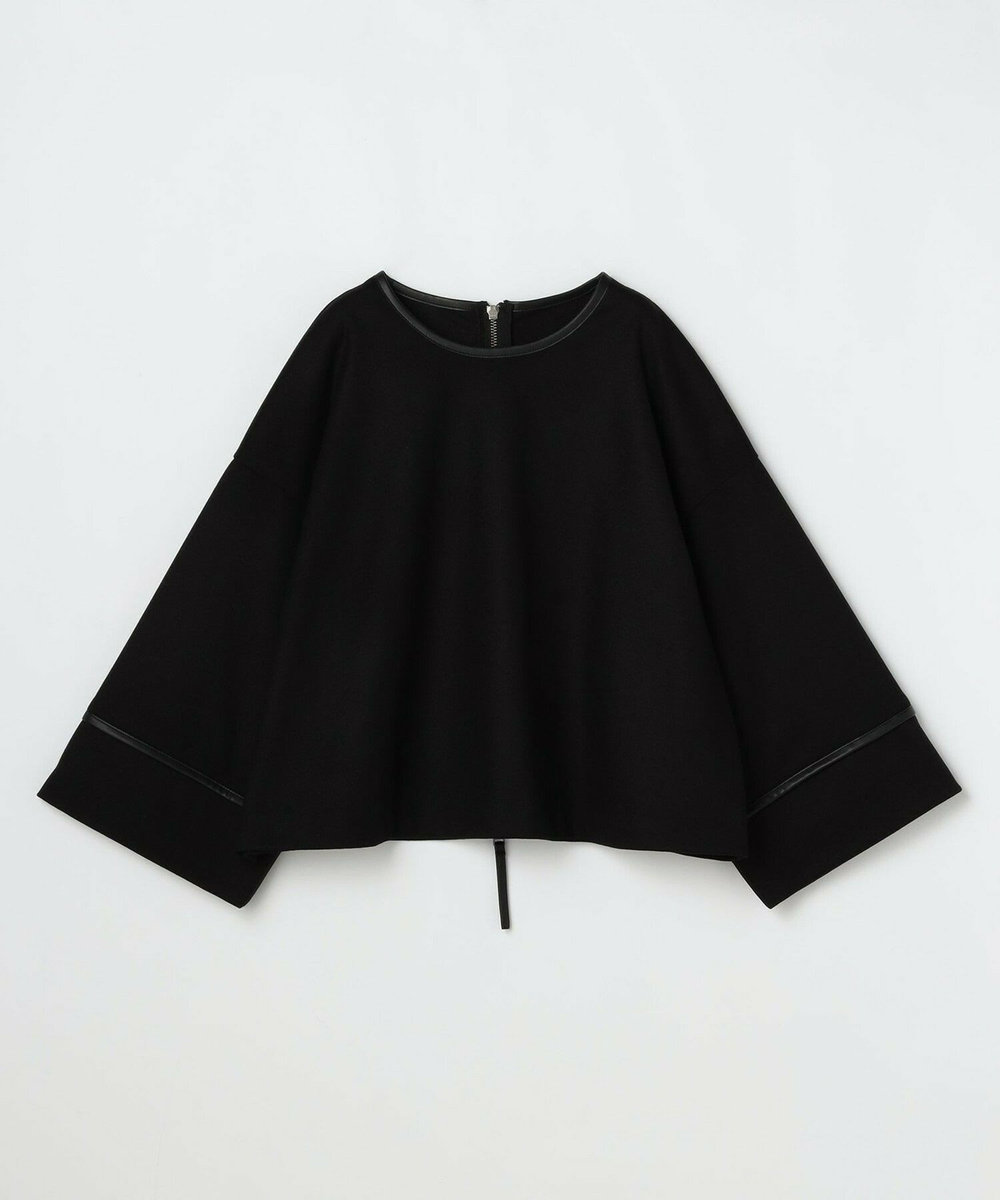 feerique Lサイズ（大きいサイズ） 【大きいサイズ】feerique 　フェイクレザーパイピングショートプルオーバー ブラック