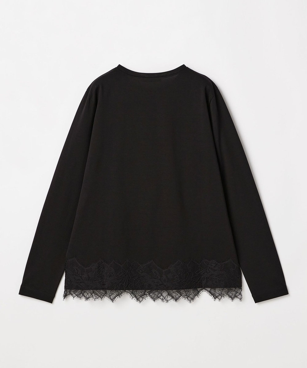 DÉPAREILLÉ COTTON JERSEY LACE DOCKING CREW NECK / コットンジャージーレースドッキングクルーネック ブラック
