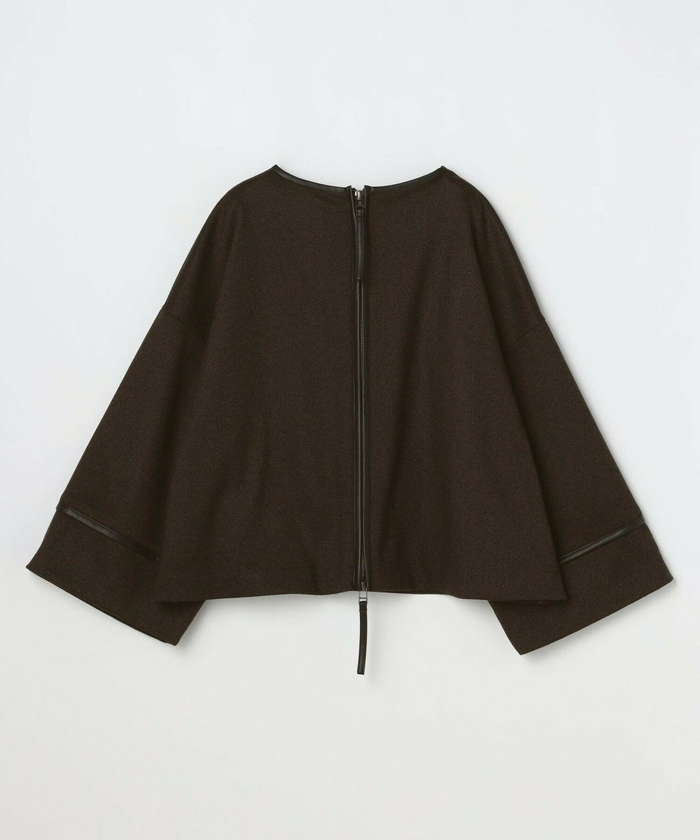 feerique Lサイズ（大きいサイズ） 【大きいサイズ】feerique 　フェイクレザーパイピングショートプルオーバー ブラック