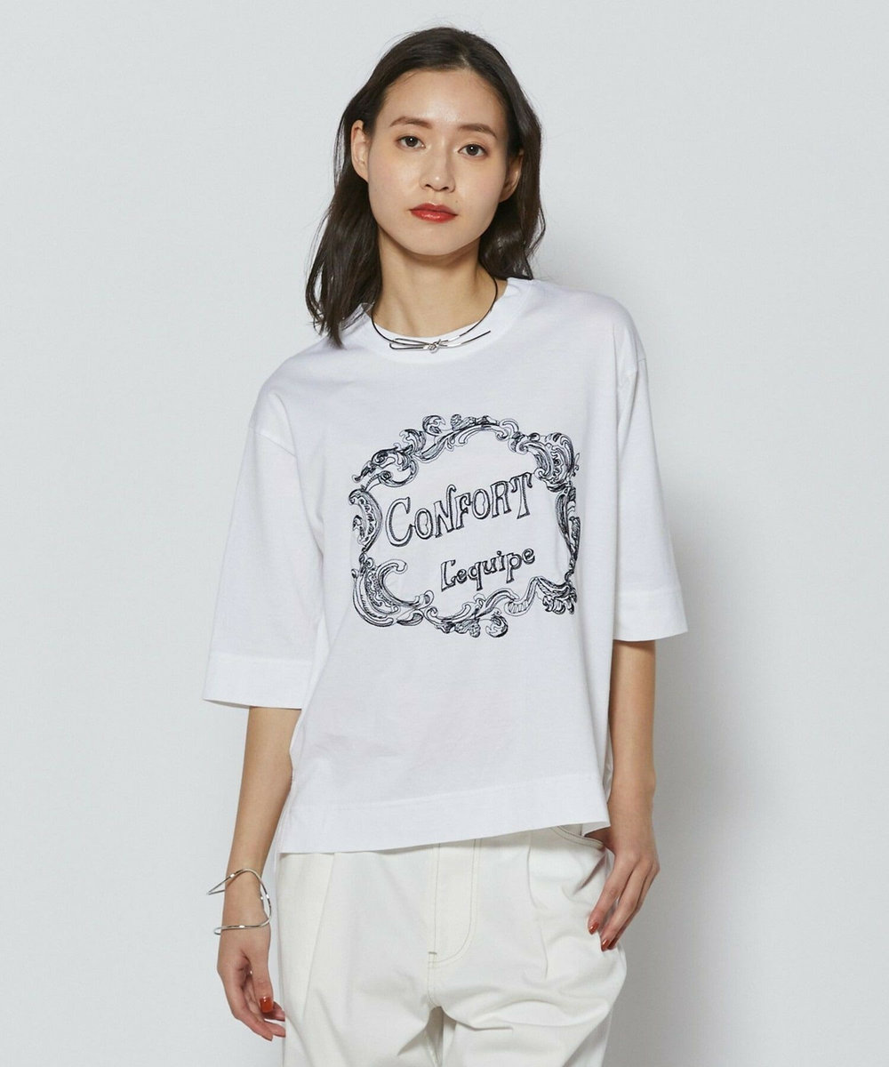 L'EQUIPE フレームロゴTシャツ ホワイト