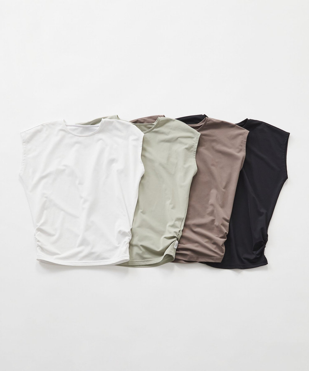 Julier 【定番】Ecocoフレンチスリーブトップス/エコ・UVカット・吸汗速乾・ハイストレッチ・ホットヨガ対応・ラッシュガード ホワイト
