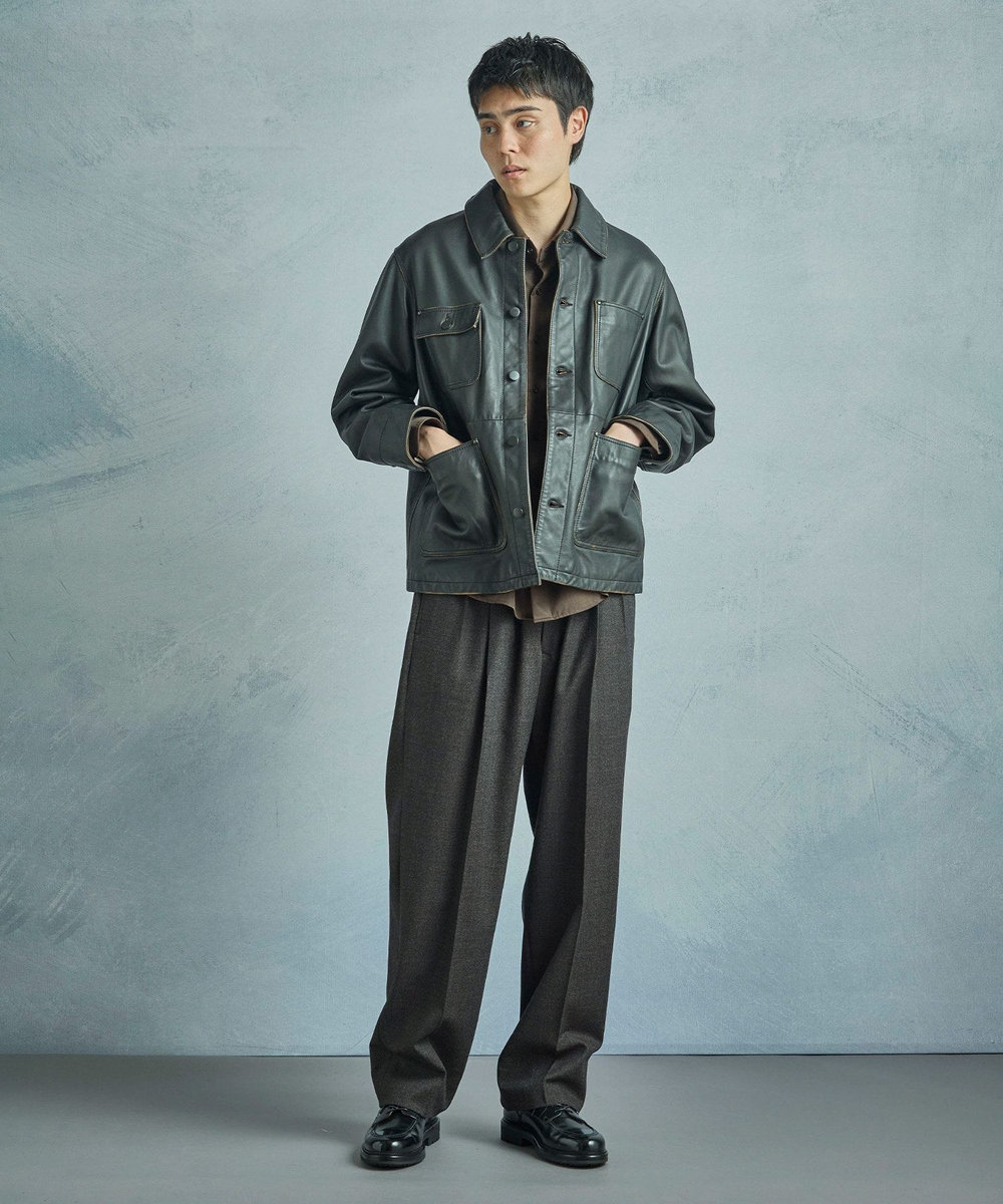 MEN'S BIGI 【JAGROSE/ジャグロース】別注ラムレザーカバーオール ブラック