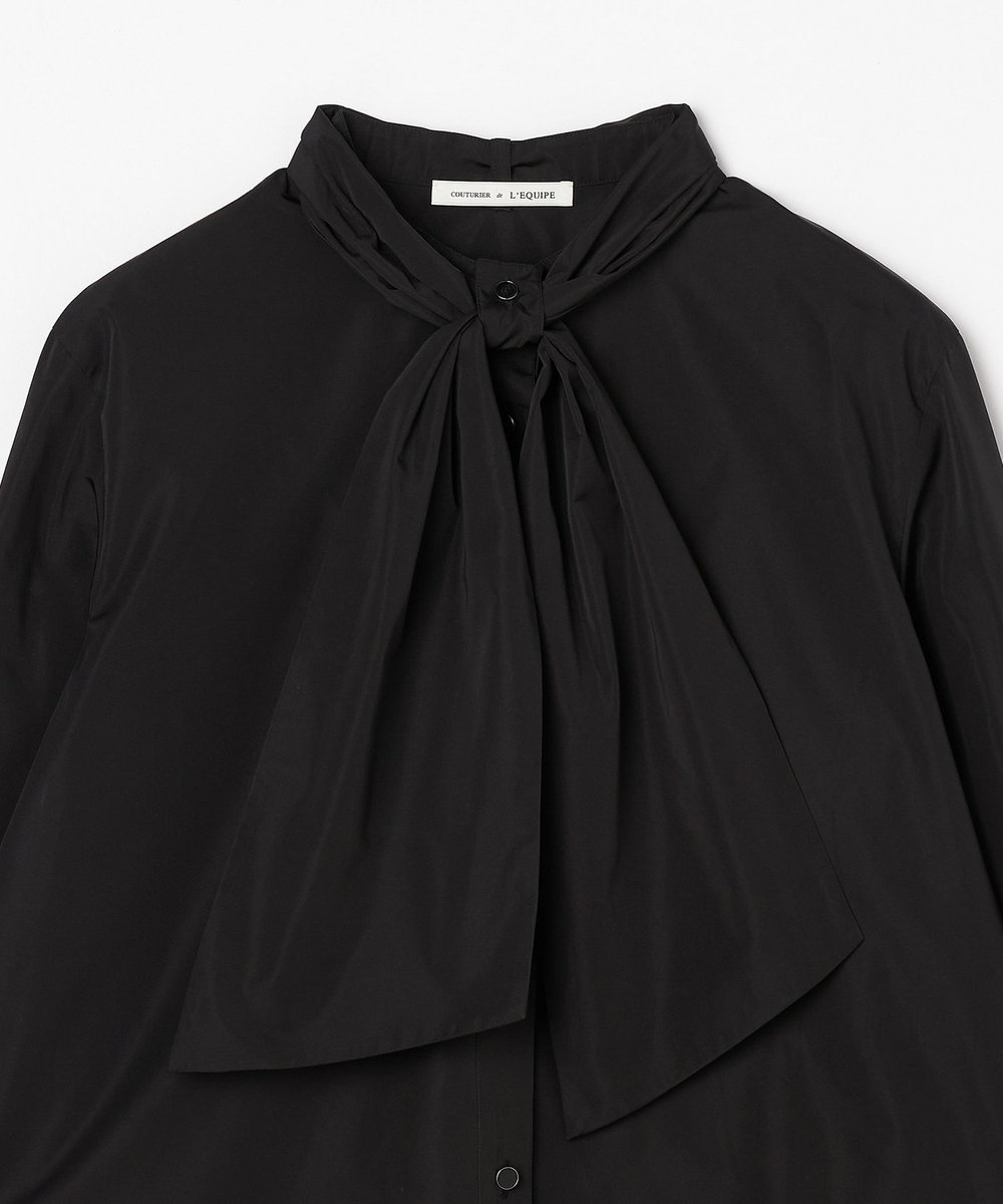 L'EQUIPE COUTURIER シルク混タフタ＆コットンシャツ ブラック