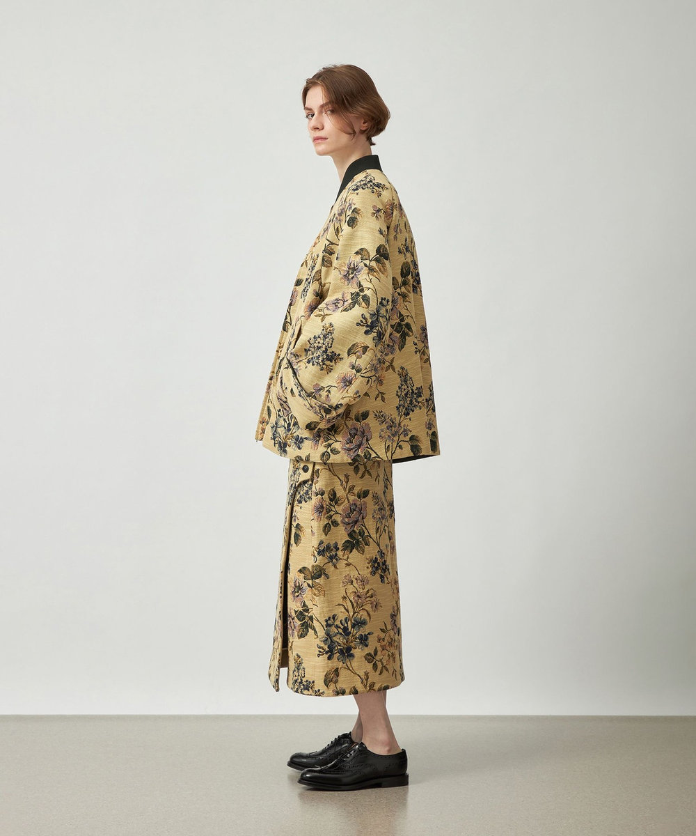 DÉPAREILLÉ FLOWER JACQUARD BLOUSON / フラワージャガードブルゾン ベージュ