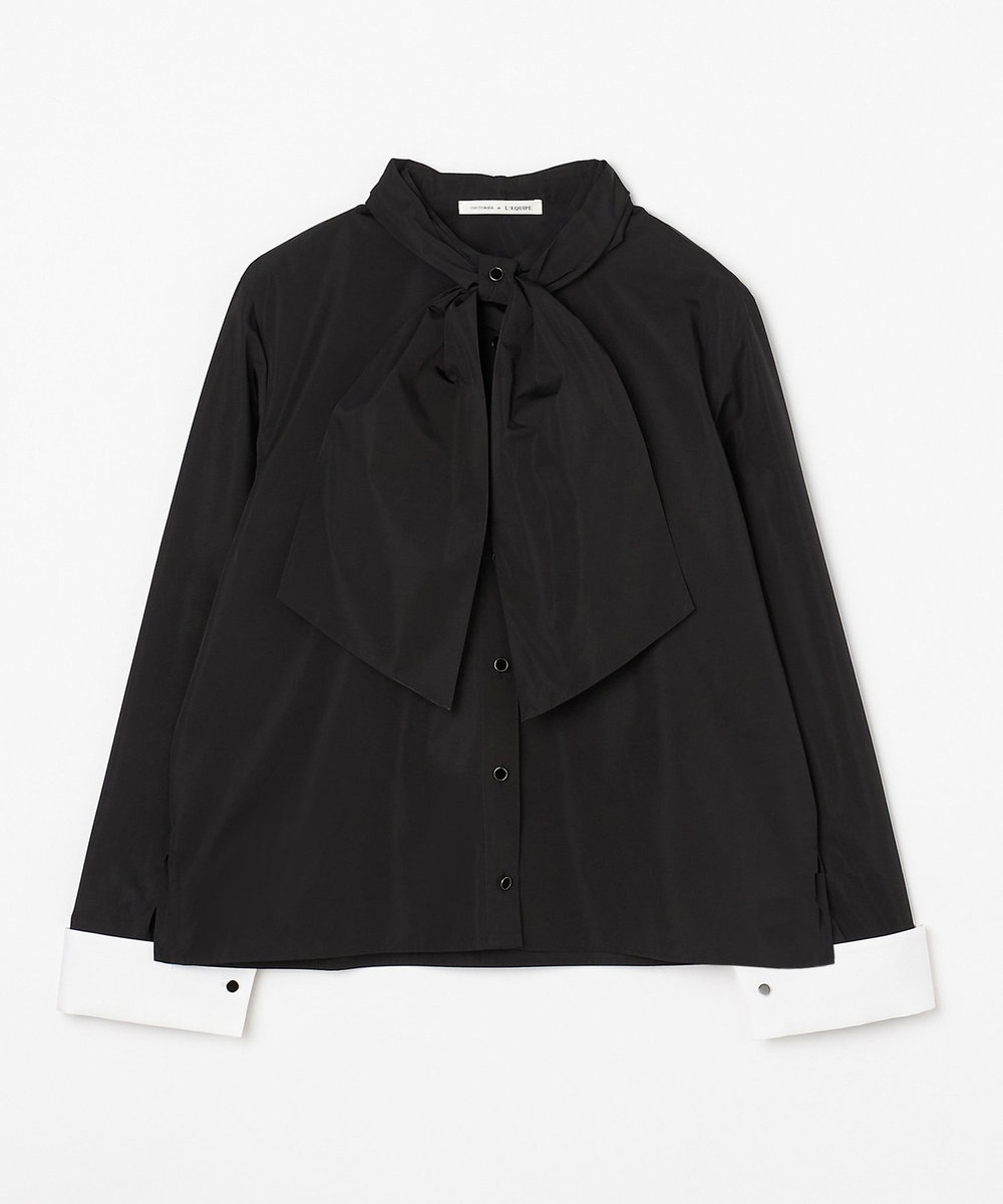 L'EQUIPE COUTURIER シルク混タフタ＆コットンシャツ ブラック