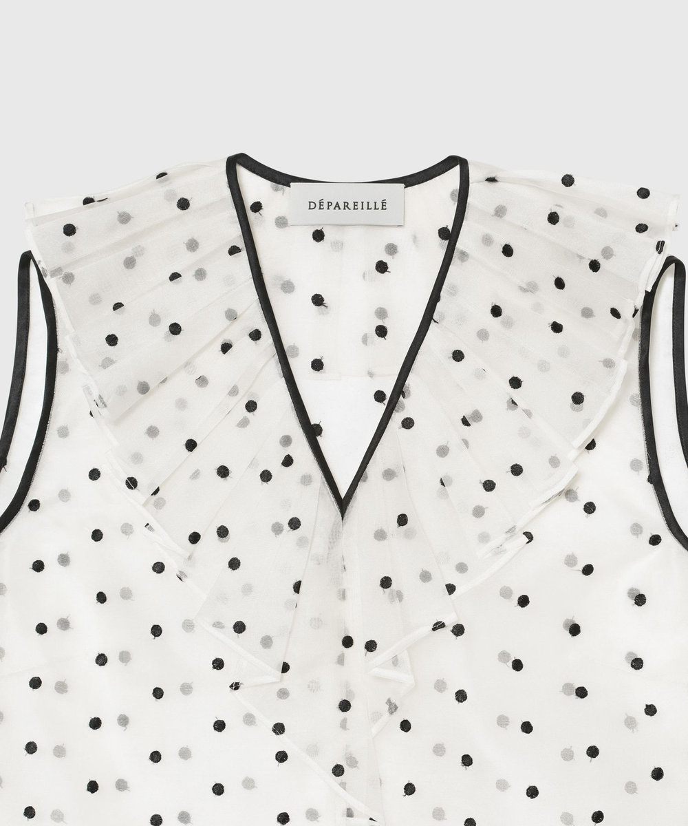 DÉPAREILLÉ DOT ORGANDY SLEEVELESS BLOUSE / ドットオーガンジースリーブレスブラウス オフホワイト