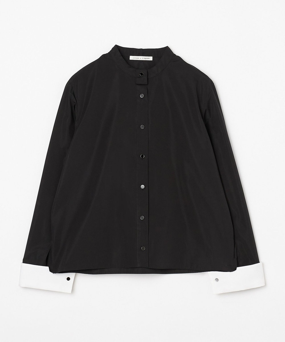 L'EQUIPE COUTURIER シルク混タフタ＆コットンシャツ ブラック