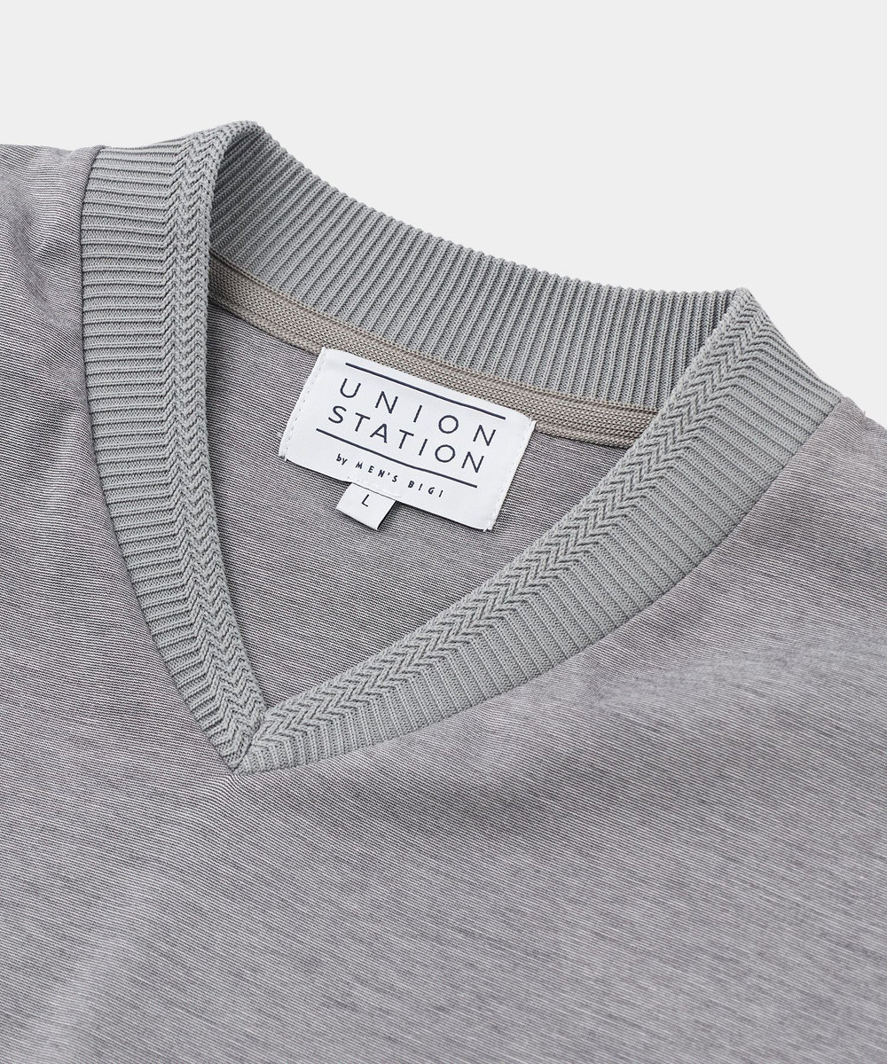 UNION STATION  シルケットスムースVネックテイラーTシャツ グレー
