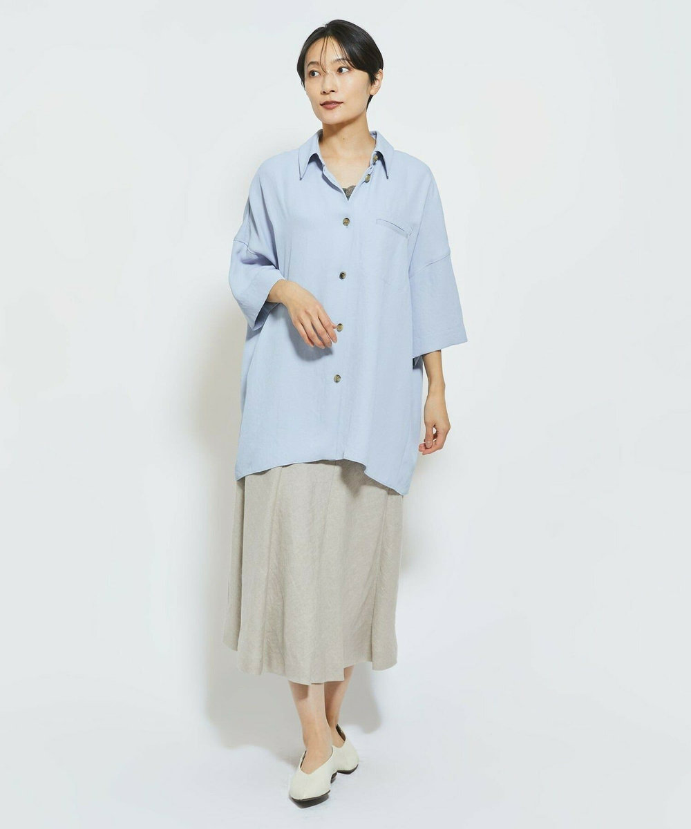 MOGA Collection MOGA Collection アセテートギャバシャツブルゾン サックスブルー