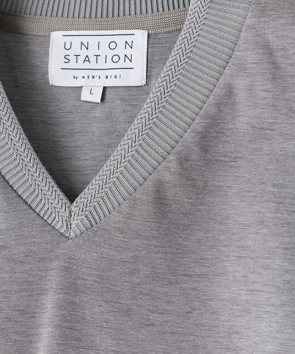 UNION STATION  シルケットスムースVネックテイラーTシャツ グレー