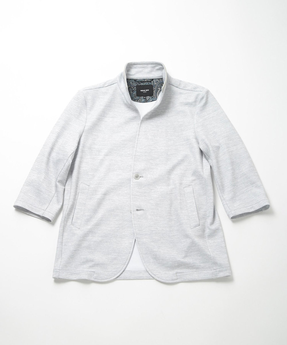 MEN'S BIGI 接触冷感スタンドカラー7分ジャケット グレー