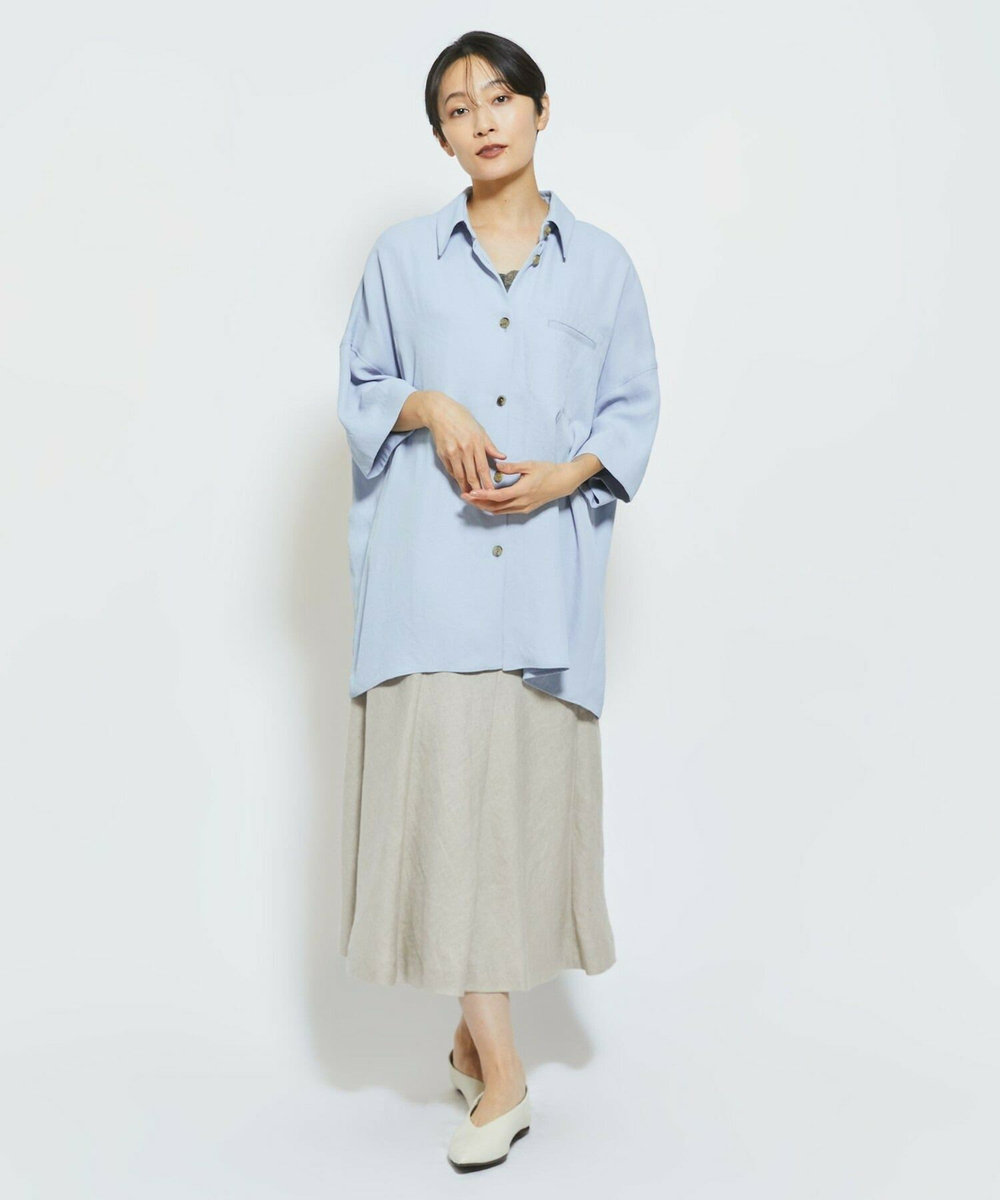 MOGA Collection MOGA Collection アセテートギャバシャツブルゾン サックスブルー